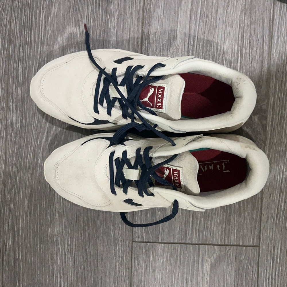 Puma White and Navy Women's Sneakers